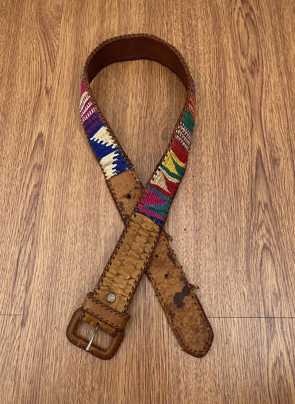 Handmade Hand Woven Leather Belts From Guatemala Size ONE SIZE - 1 Thumbnail