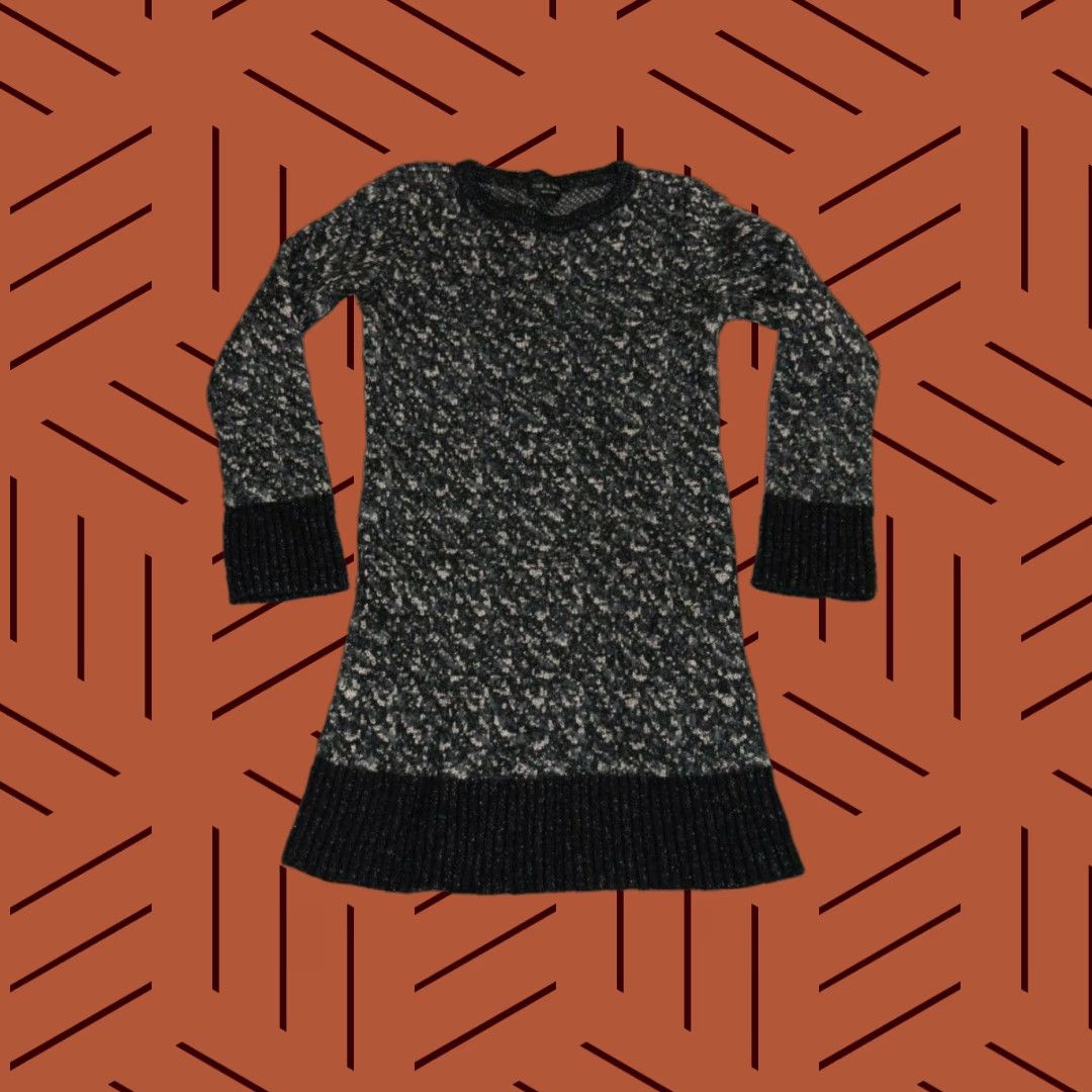 Rag & Bone Rag & Bone Sweater Dress Womens XS Black Speckled Knit Merino Wool Crew Neck Bell Sleeve Pullover Size XS / US 0-2 / IT 36-38 - 1 Thumbnail