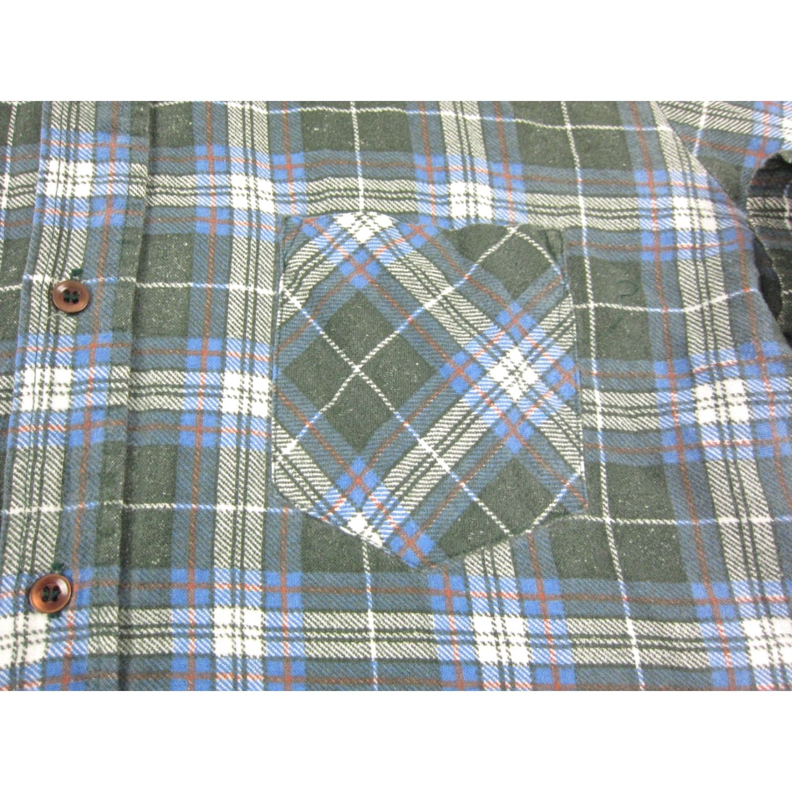 JCPenney VINTAGE The Mens Shop Shirt Mens LT Green Plaid Flannel Button-Up Size US L / EU 52-54 / 3 - 3 Thumbnail