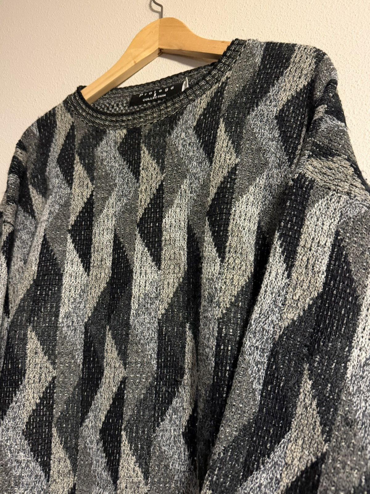 Protege vtg 90s protege vertical striped acrylic sweater black/gray Size US XL / EU 56 / 4 - 2 Thumbnail