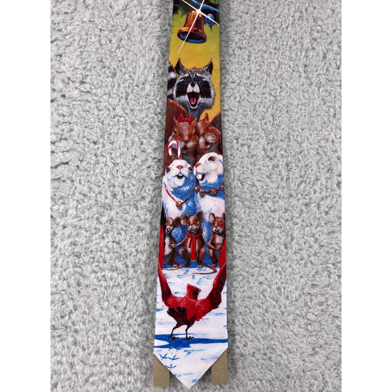Vintage VINTAGE Ralph Marlin Mens Tie One Size Red Christmas Holiday Snow Man The Carolers Classic Pattern Size ONE SIZE - 2 Thumbnail