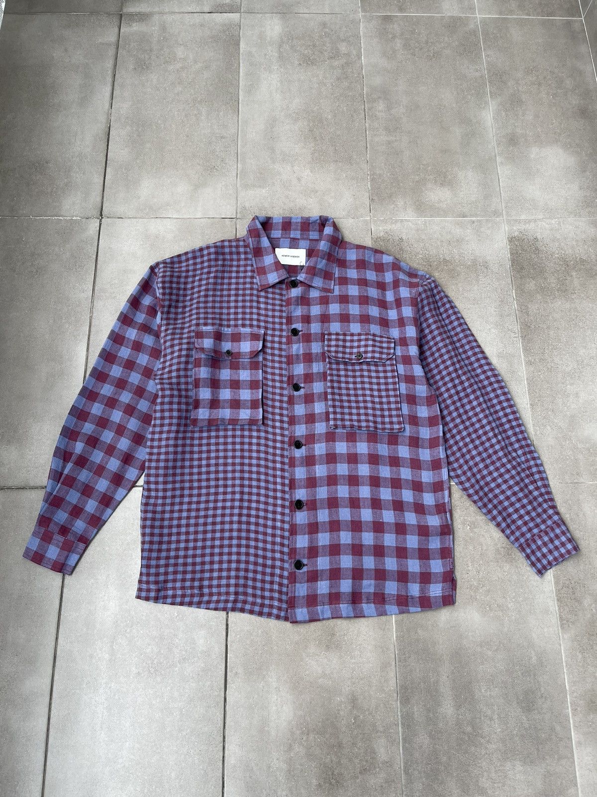 Henrik Vibskov !DS! SS22 Henrik Vibskov Mixed Purple Checks Shirt Size US L / EU 52-54 / 3 - 4 Thumbnail