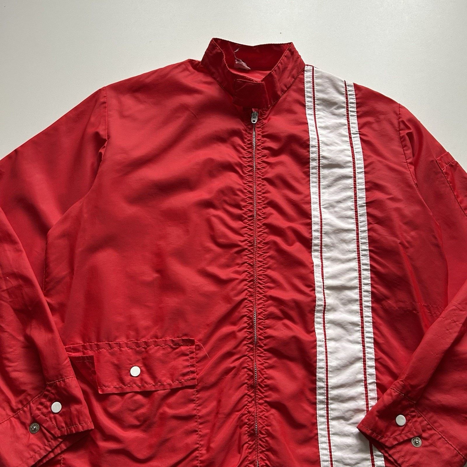 Vintage Vintage 70s Nylon Windbreaker Jacket Small Red Racing Stripe Size US S / EU 44-46 / 1 - 2 Thumbnail