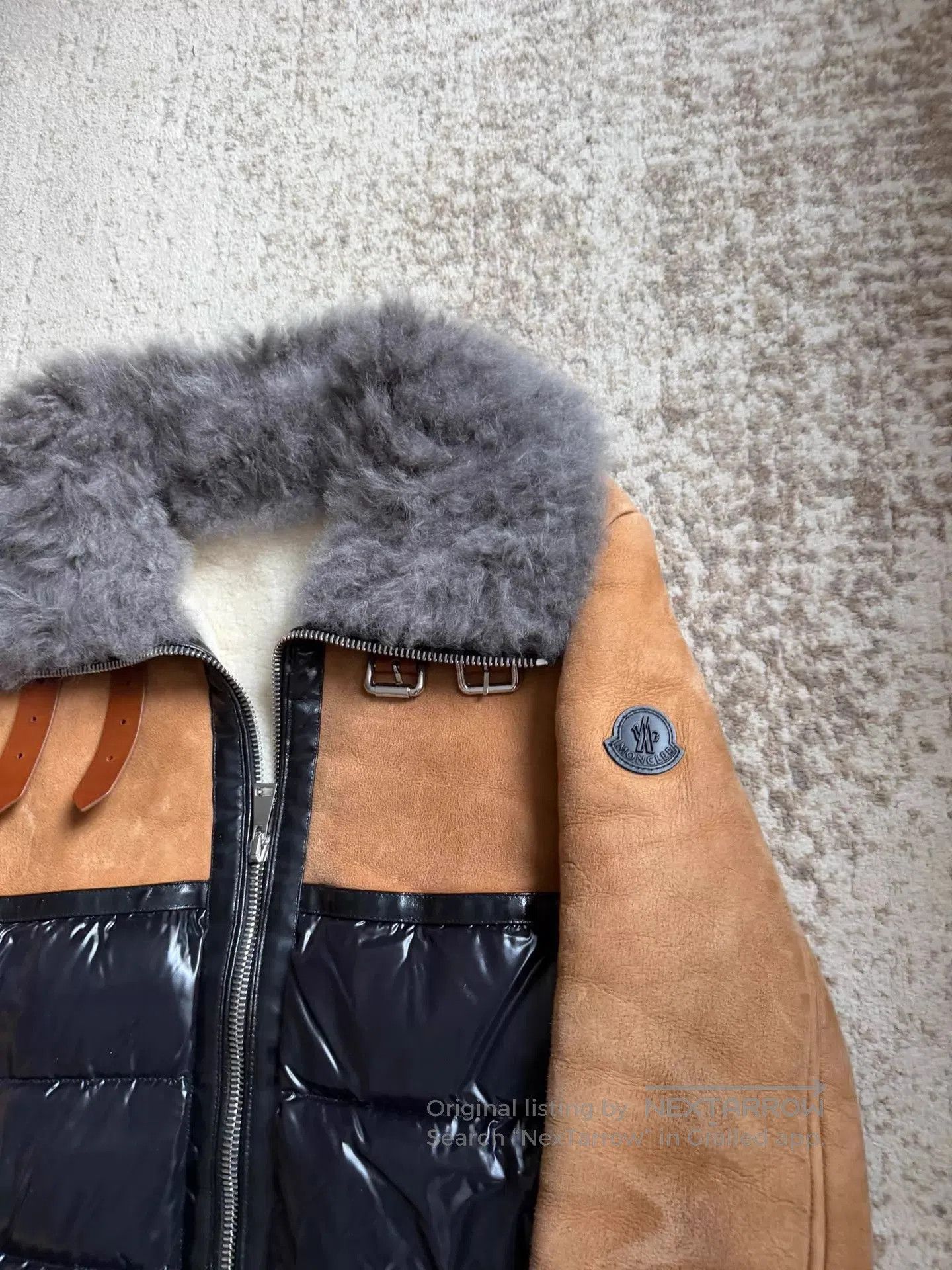 Moncler Multi Colored Puffer Coat with Fur Collar. Size US S / EU 44-46 / 1 - 2 Thumbnail