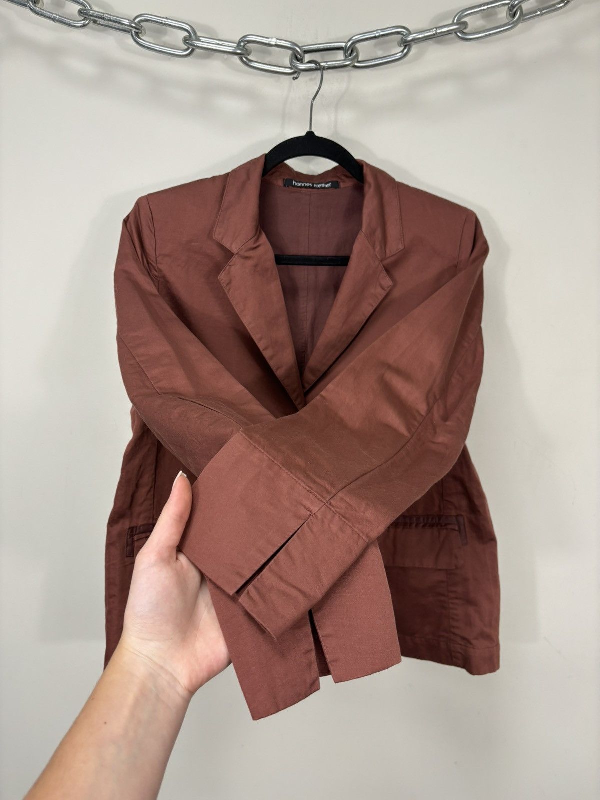 hannes roether Hannes Roether NEW Rust Cotton Linen Luxury Blazer Jacket Size M / US 6-8 / IT 42-44 - 11 Thumbnail