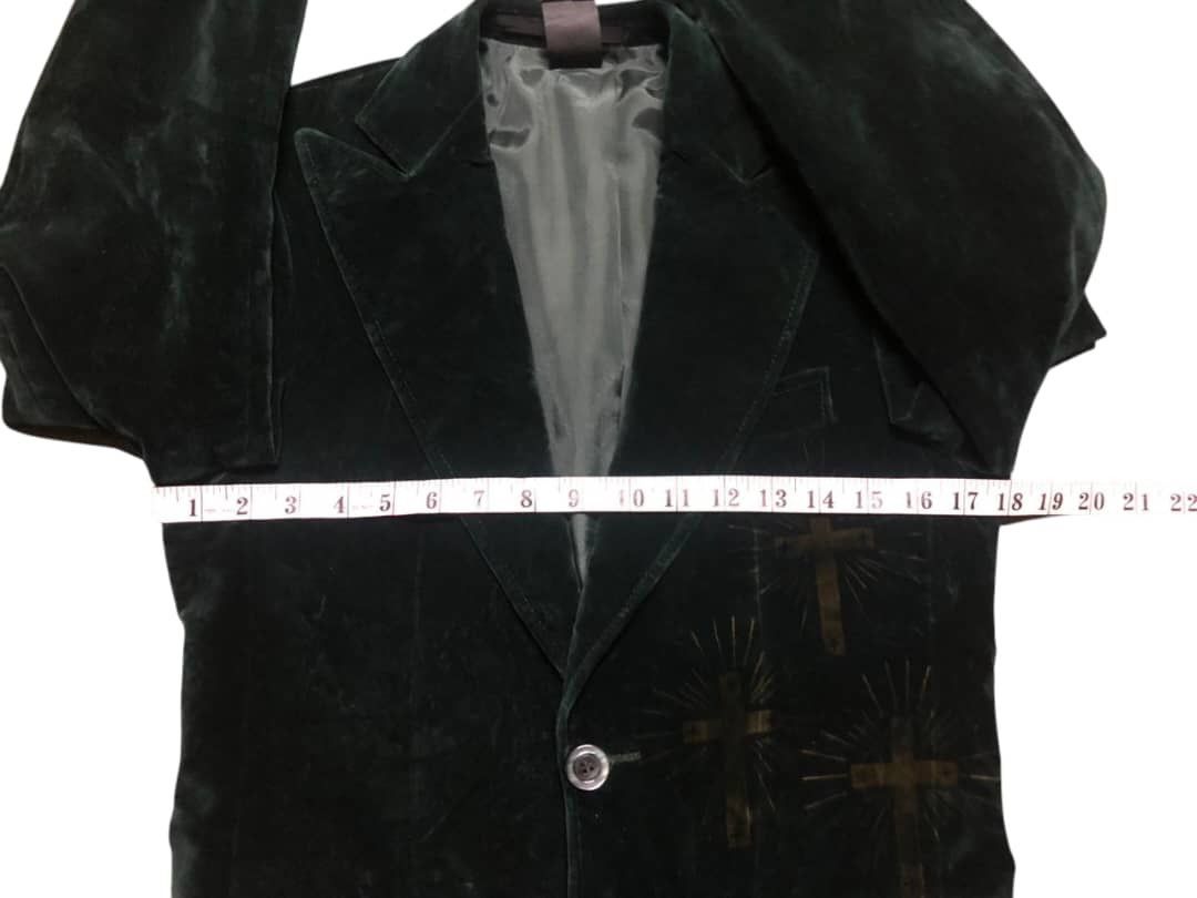 N.Hoolywood N.Hoolywood Green Velvet Blazer Cross Printed Deaign Size US S / EU 44-46 / 1 - 14 Thumbnail