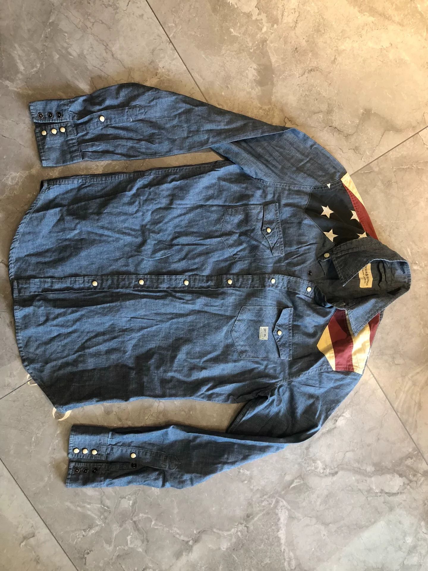 Japanese Brand Ralph Lauren Vintage Denim Shirt Jacket Size US L / EU 52-54 / 3 - 1 Thumbnail