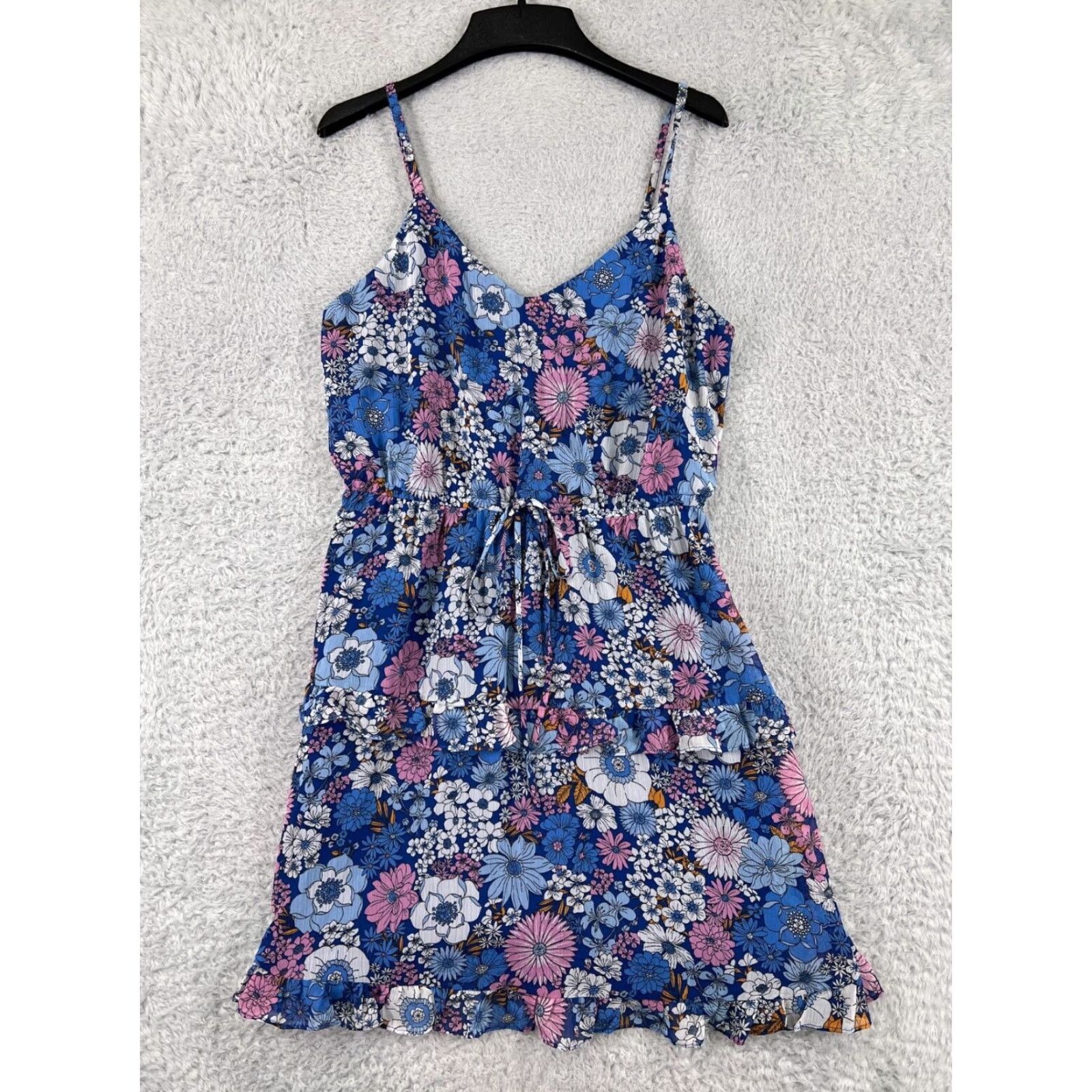 Vintage The General Good Dress Womens Small Blue Floral Spaghetti Strap Halter Top Size S / US 4 / IT 40 - 2 Thumbnail