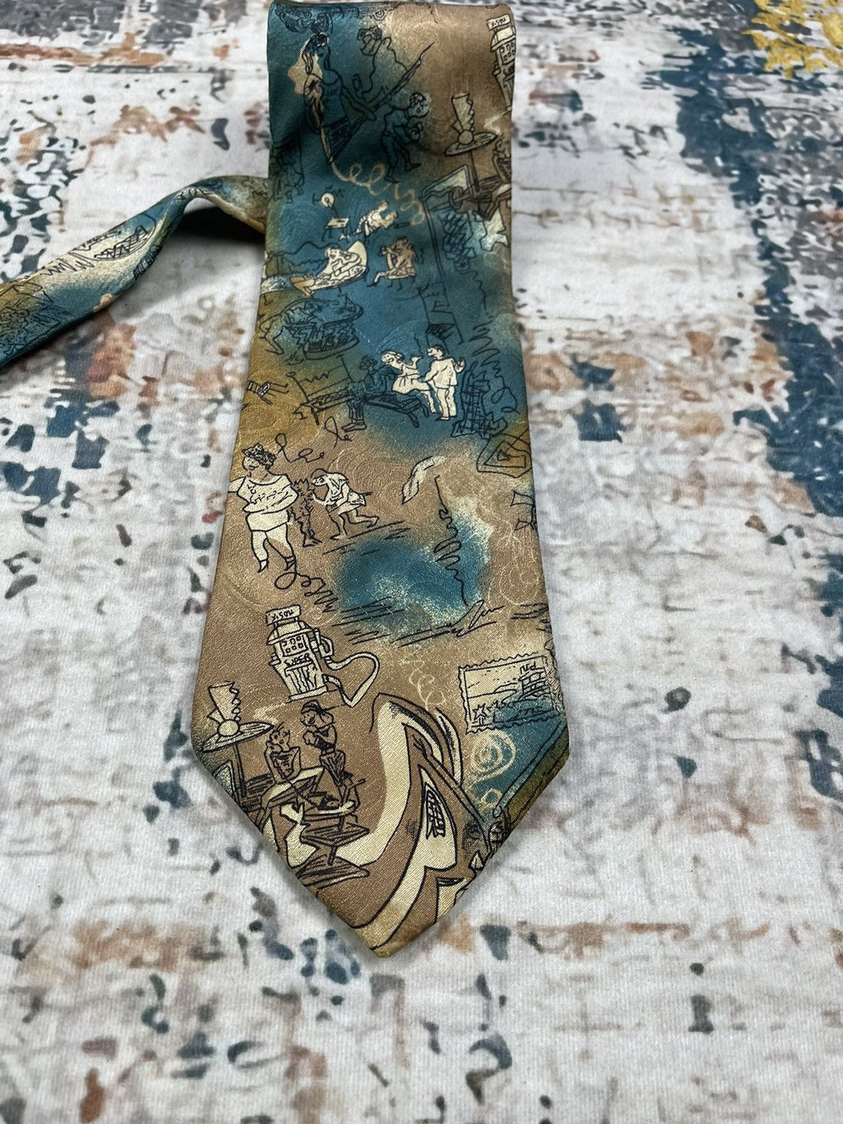 Hanover HANOVER FLOWING INK CARICATURE SILK TIE Size ONE SIZE - 3 Thumbnail