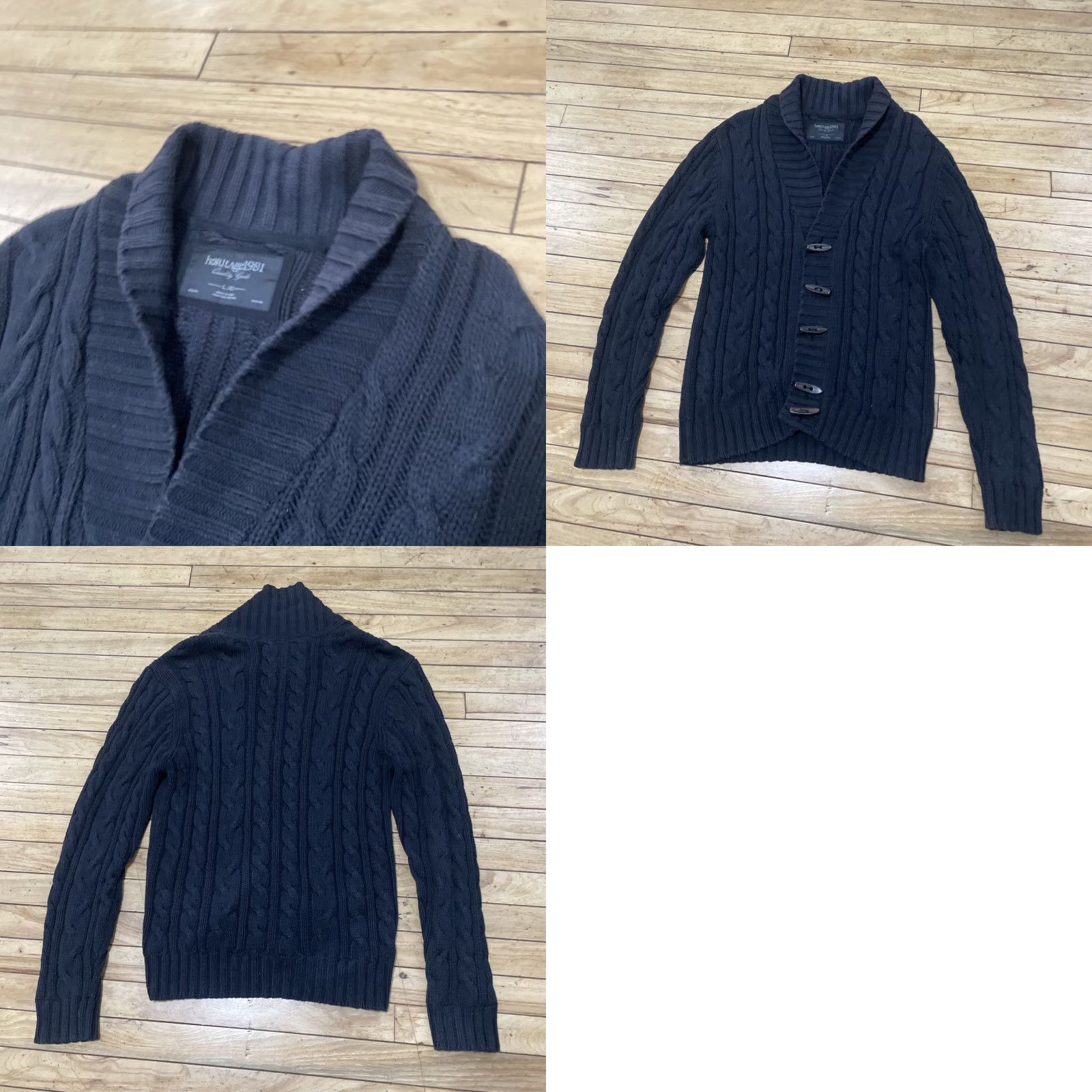 Vintage Heritage 1981 Toggle Cardigan Sweater Adult L Slim Dark Cable Knit Shawl Collar Size L / US 10 / IT 46 - 10 Thumbnail