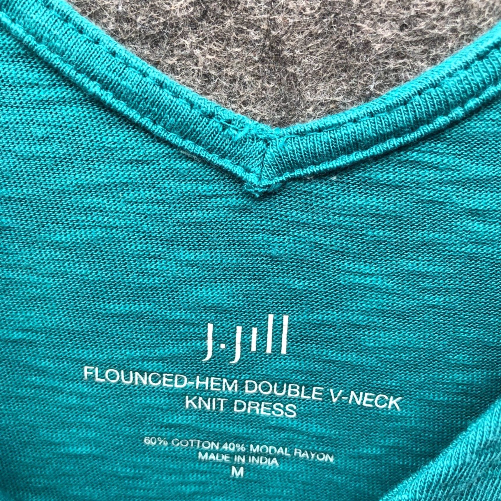 J. Jill J. Jill Flounced Hem V-Neck Sleeveless Dress Womens M Teal Midi Knit Pullover Size M / US 6-8 / IT 42-44 - 3 Thumbnail