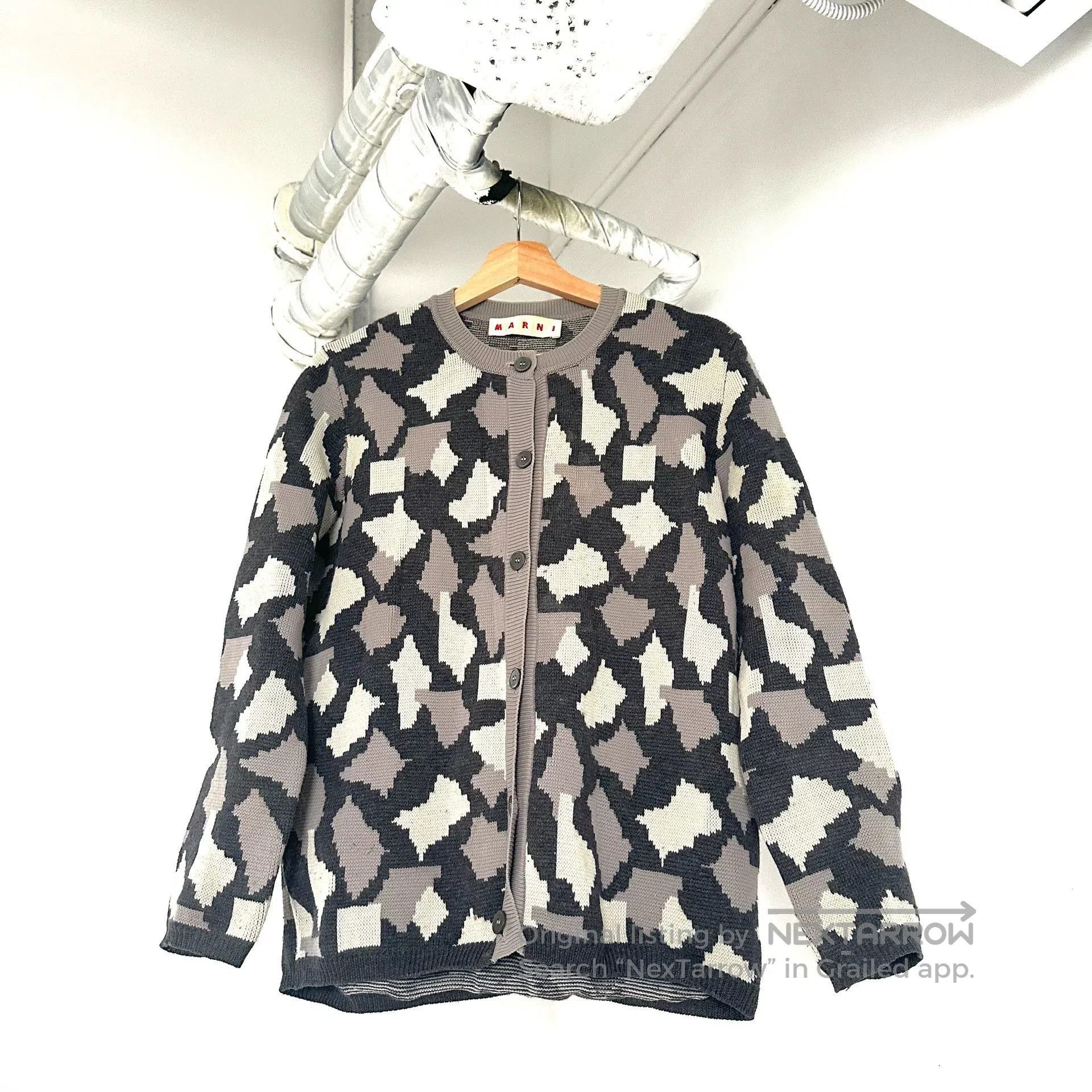 Marni Marni Houndstooth Camouflage Knit Cardigan. Size M / US 6-8 / IT 42-44 - 1 Thumbnail