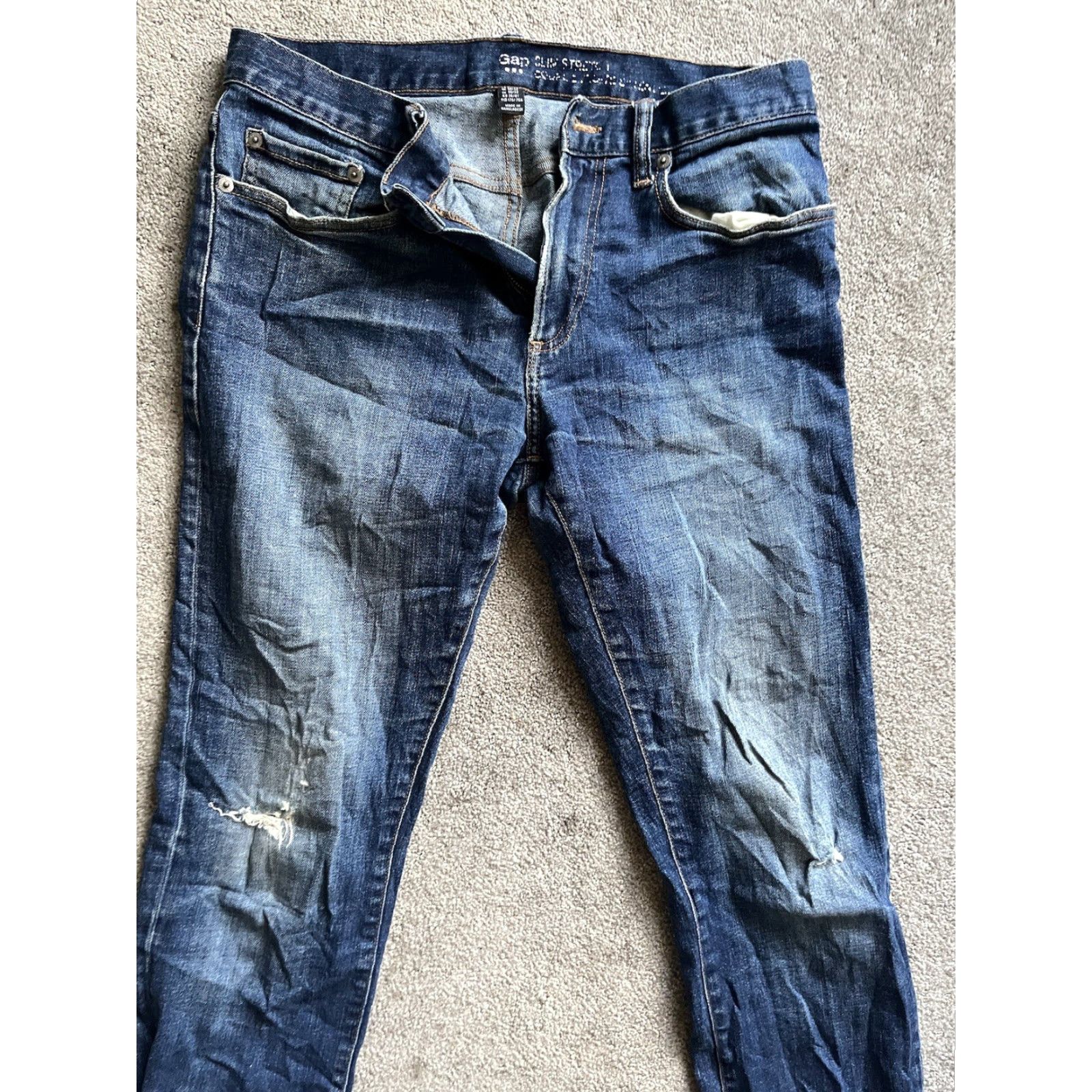 Gap Gap 1969 Jeans Slim Straight 30x32 Green Solid 5-Pocket Denim Casual Men’s Jeans Size US 30 / EU 46 - 2 Thumbnail