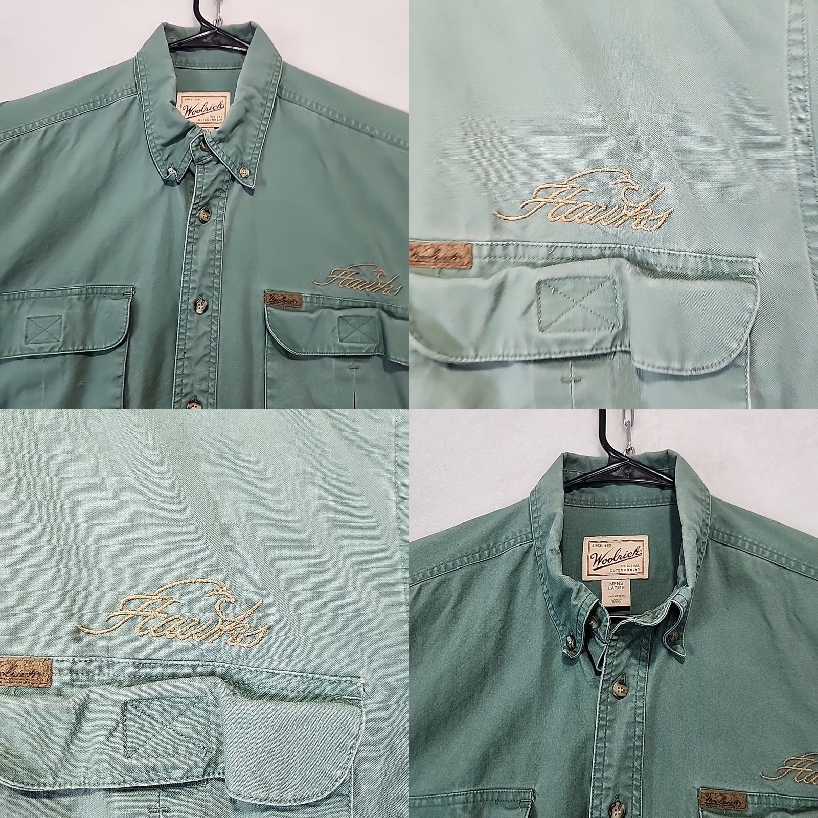 Vintage VINTAGE Woolrich Shirt Mens L Green Canvas Outdoor Casual Western Packable Pockets All Seasons Button-Up Collared Long Sleeve Regular Style Size US L / EU 52-54 / 3 - 8 Thumbnail