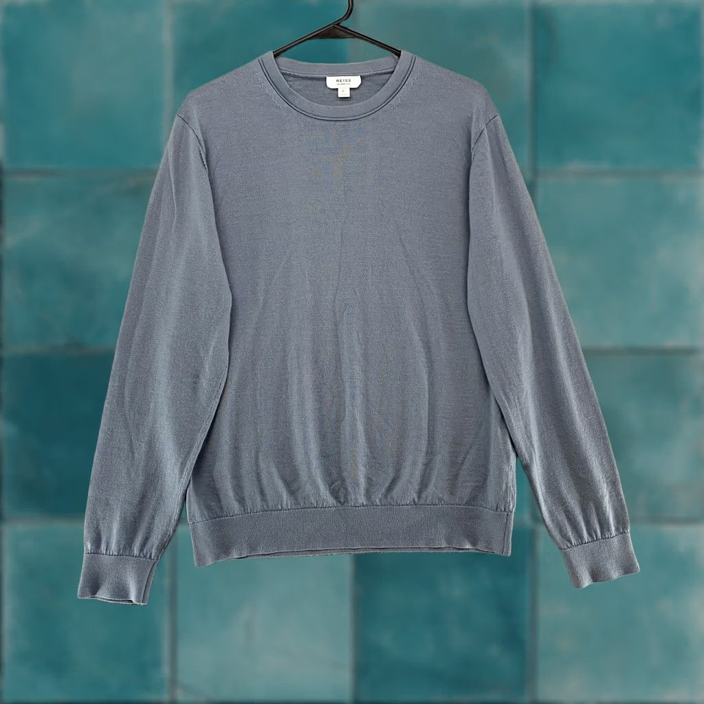 Reiss Reiss Wessex Sweater Mens L Blue 100% Merino Wool Crewneck Lightweight Knit Solid Size US L / EU 52-54 / 3 - 1 Thumbnail