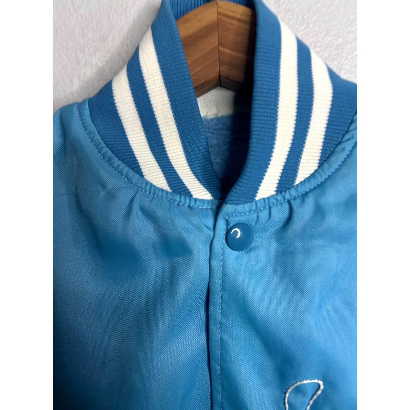Vintage VINTAGE Unbranded Varsity Jacket Mens M Blue Fleece Lined 80s 70s Chainstitch Button Short 8/10 Size US M / EU 48-50 / 2 - 4 Thumbnail
