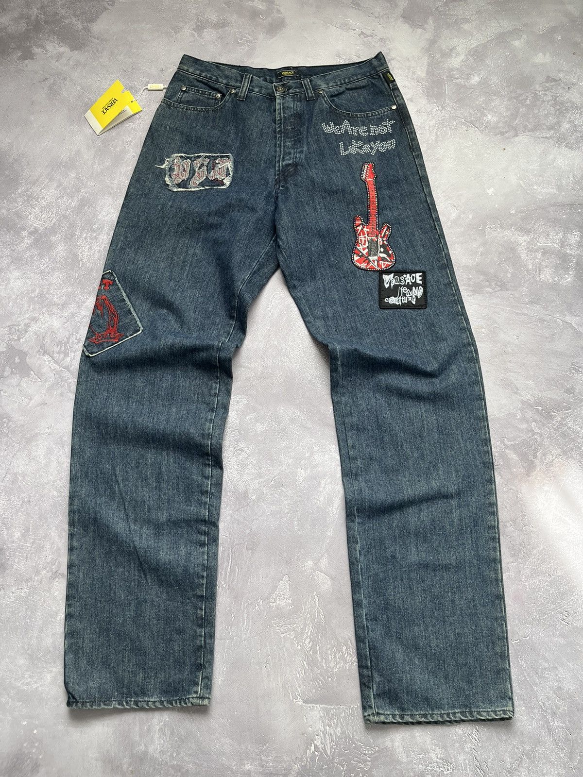 Versace Jeans Couture Versace Jeans Couture Delirium Multilogo Patch Denim Pants Size US 35 - 1 Thumbnail