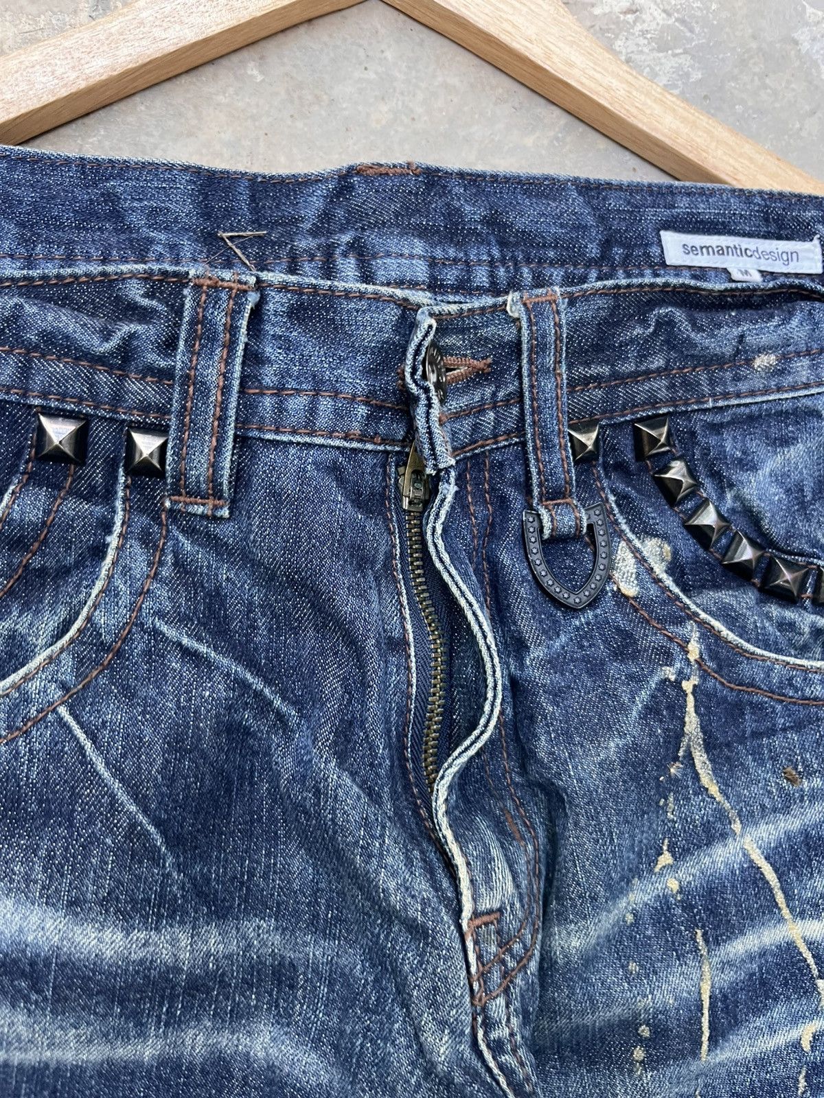Japanese Brand 💥Semantic Design Skull Distressed Jeans Size US 31 - 17 Thumbnail