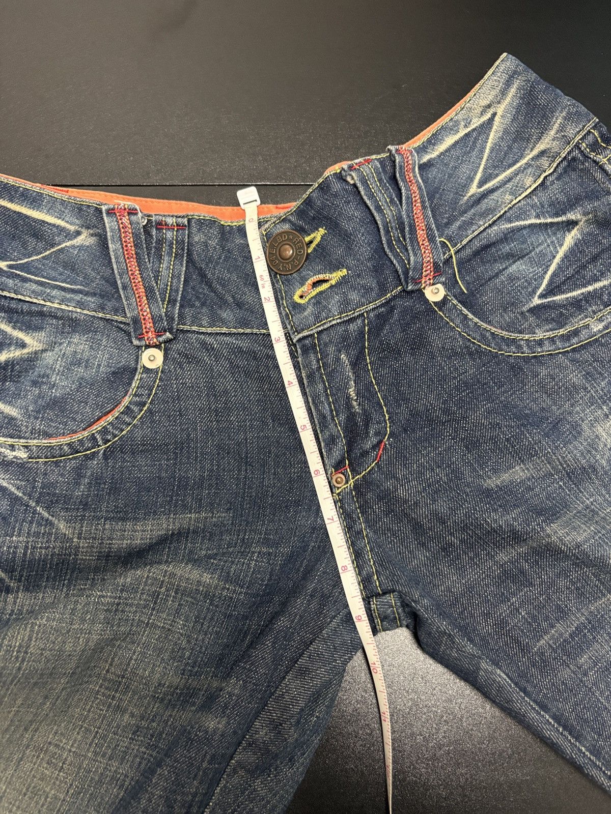 Japanese Brand Y2K Red Pepper Wide Flare Denim Jeans Size 30" / US 8 / IT 44 - 11 Thumbnail