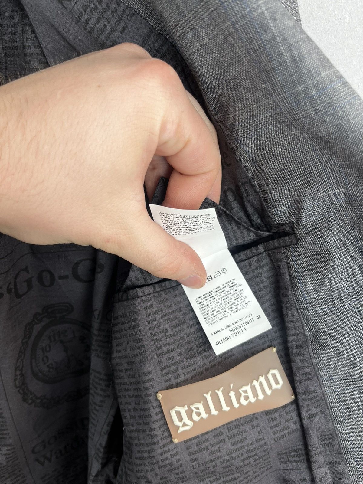 John Galliano John Galliano Printed Grey Blazer Size 50R - 14 Thumbnail