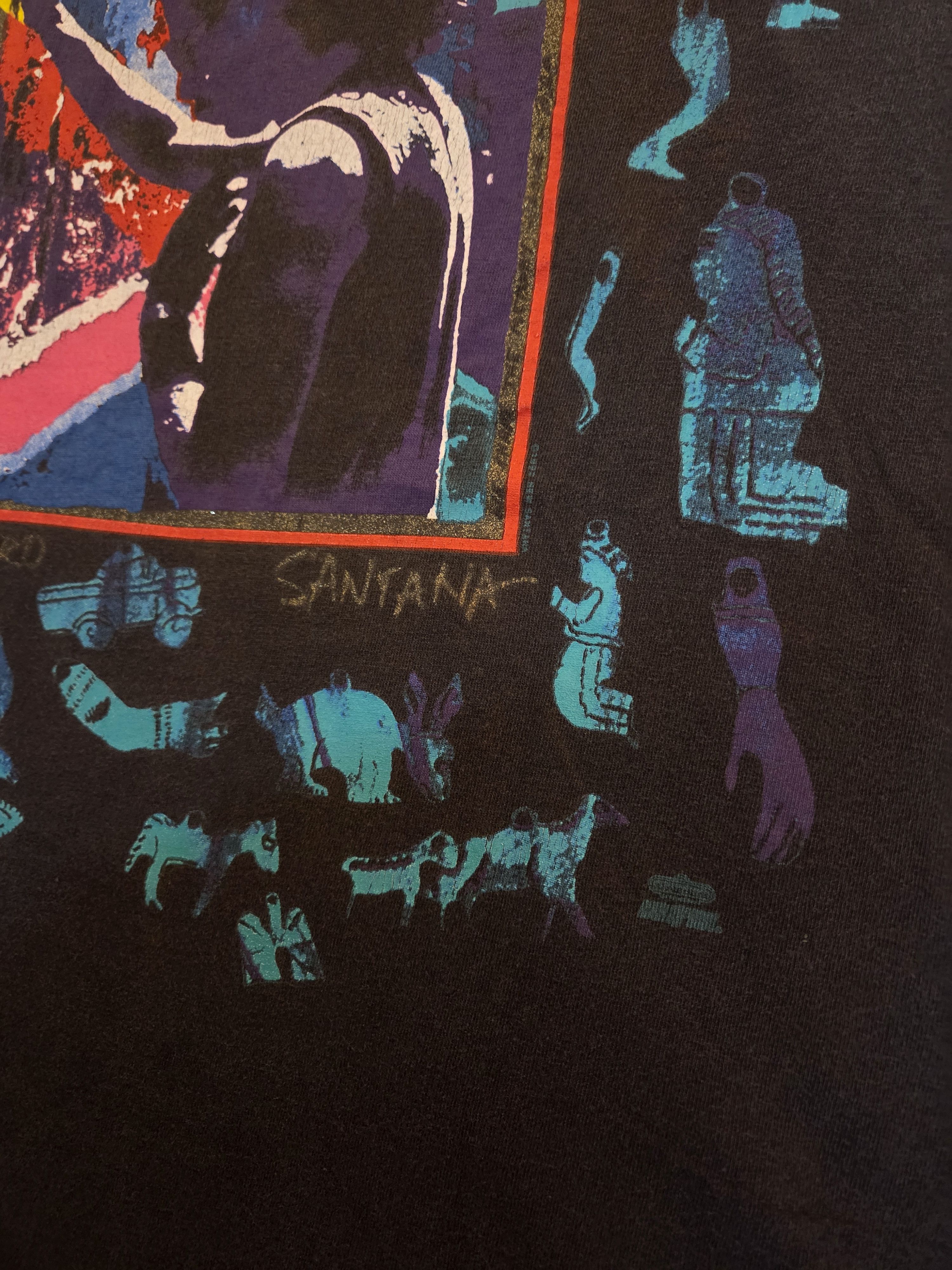 Hanes VTG Carlos Santana Milagro T Shirt Black 90s Concert Band XL Size US XL / EU 56 / 4 - 6 Thumbnail