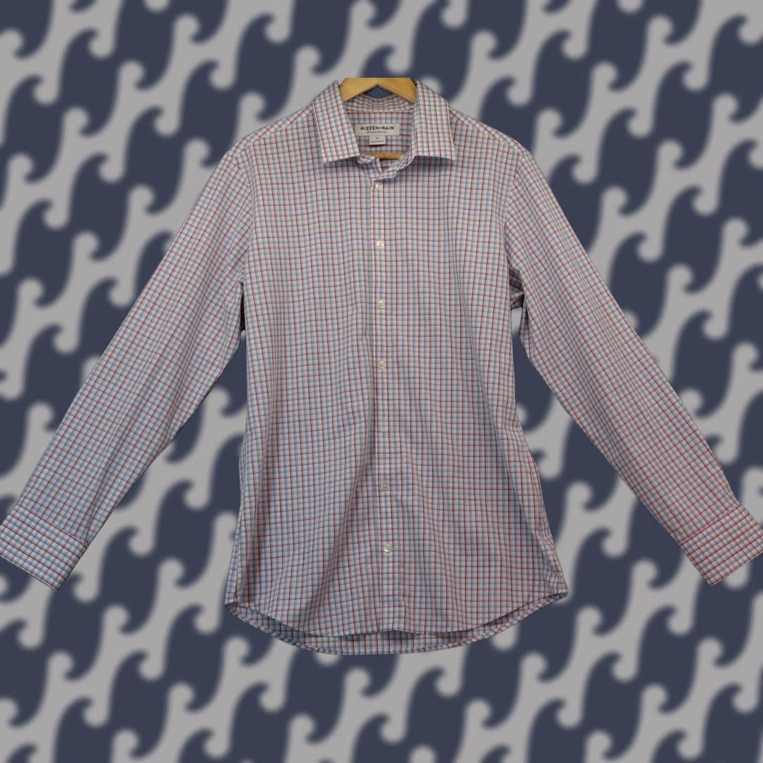 Mizzen+Main Mizzen+Main Shirt Men M Medium Trim Fit Red Blue Plaid Performance Size US M / EU 48-50 / 2 - 1 Thumbnail