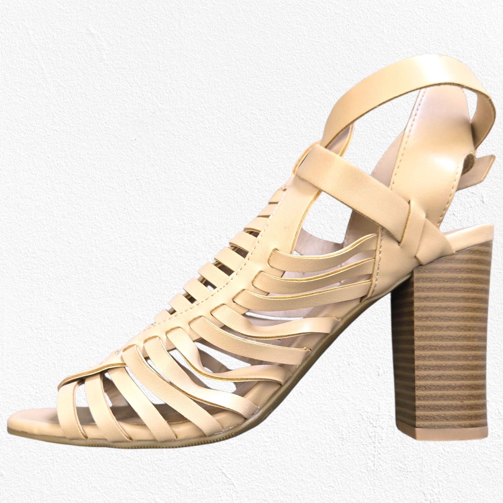 American Eagle Outfitters American Eagle Nude Gladiator Block Heel Sandals Size 5.5W Size US 5.5 / IT 35.5 - 4 Thumbnail