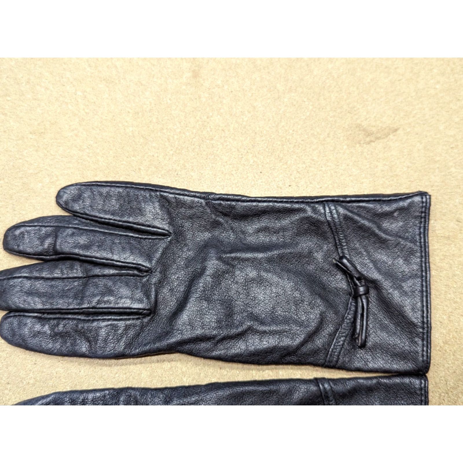 Vintage Genuine Leather Womens Gloves Size 7 Black Winter Warm Thermal Ladies Glove Womens Menus? Size ONE SIZE - 3 Thumbnail
