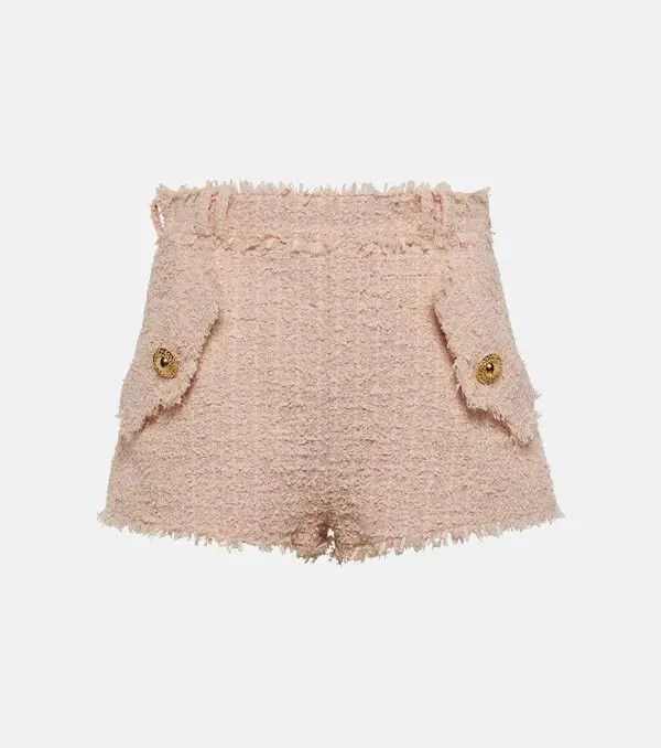 Balmain o1s1wg110825 Hight Rise Tweed Shorts in Pink Size 30" / US 8 / IT 44 - 1 Thumbnail