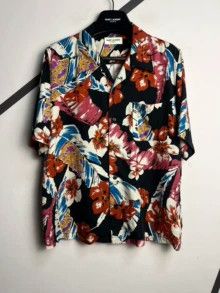 Saint Laurent Paris Authentic Saint Laurent Cuban collar colorful floral shir Size M / US 6-8 / IT 42-44 - 1 Thumbnail