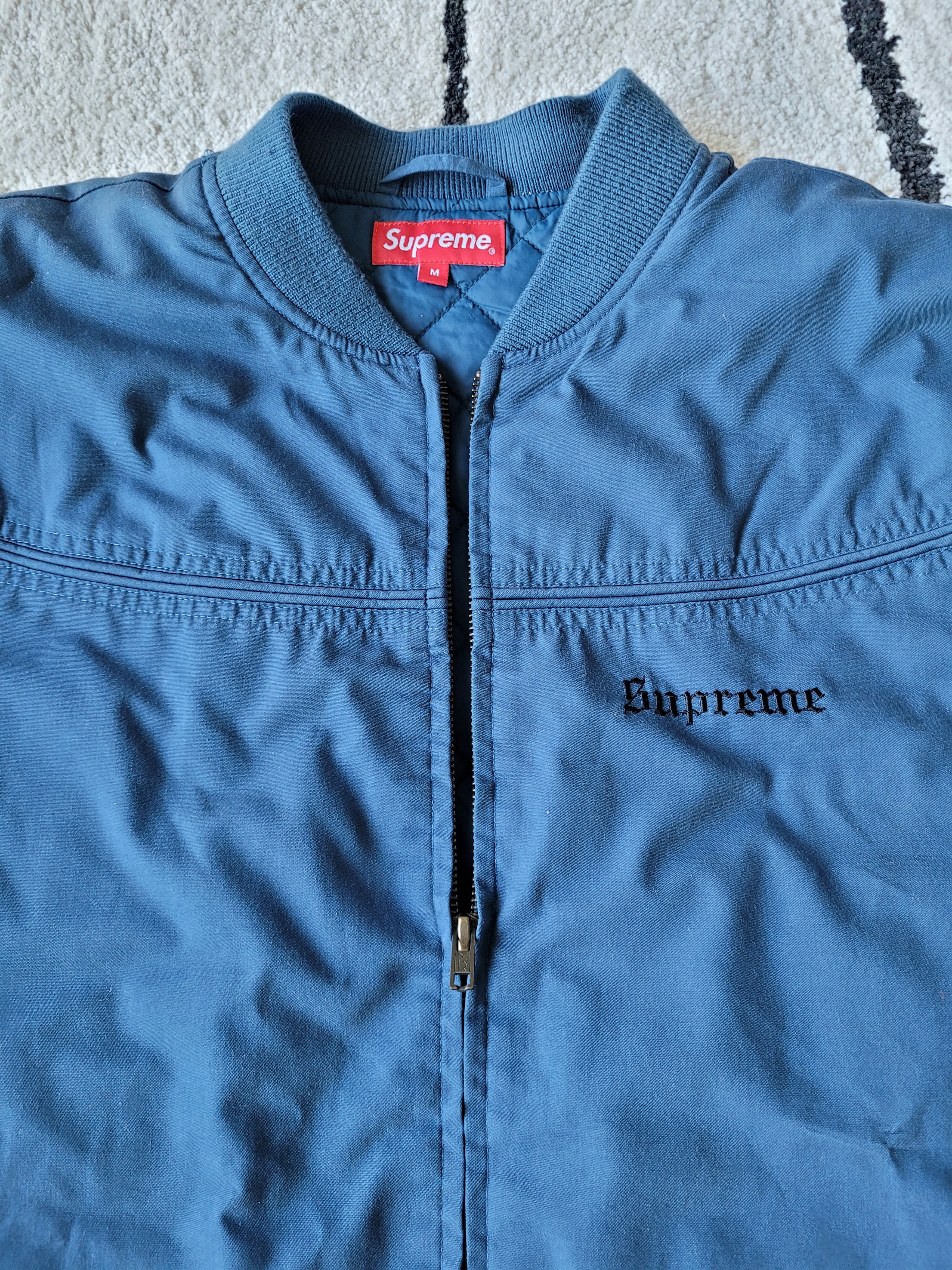 Supreme Supreme x Thrasher Skate And Destroy Blue Bomber Jacket (M) Size US M / EU 48-50 / 2 - 4 Thumbnail
