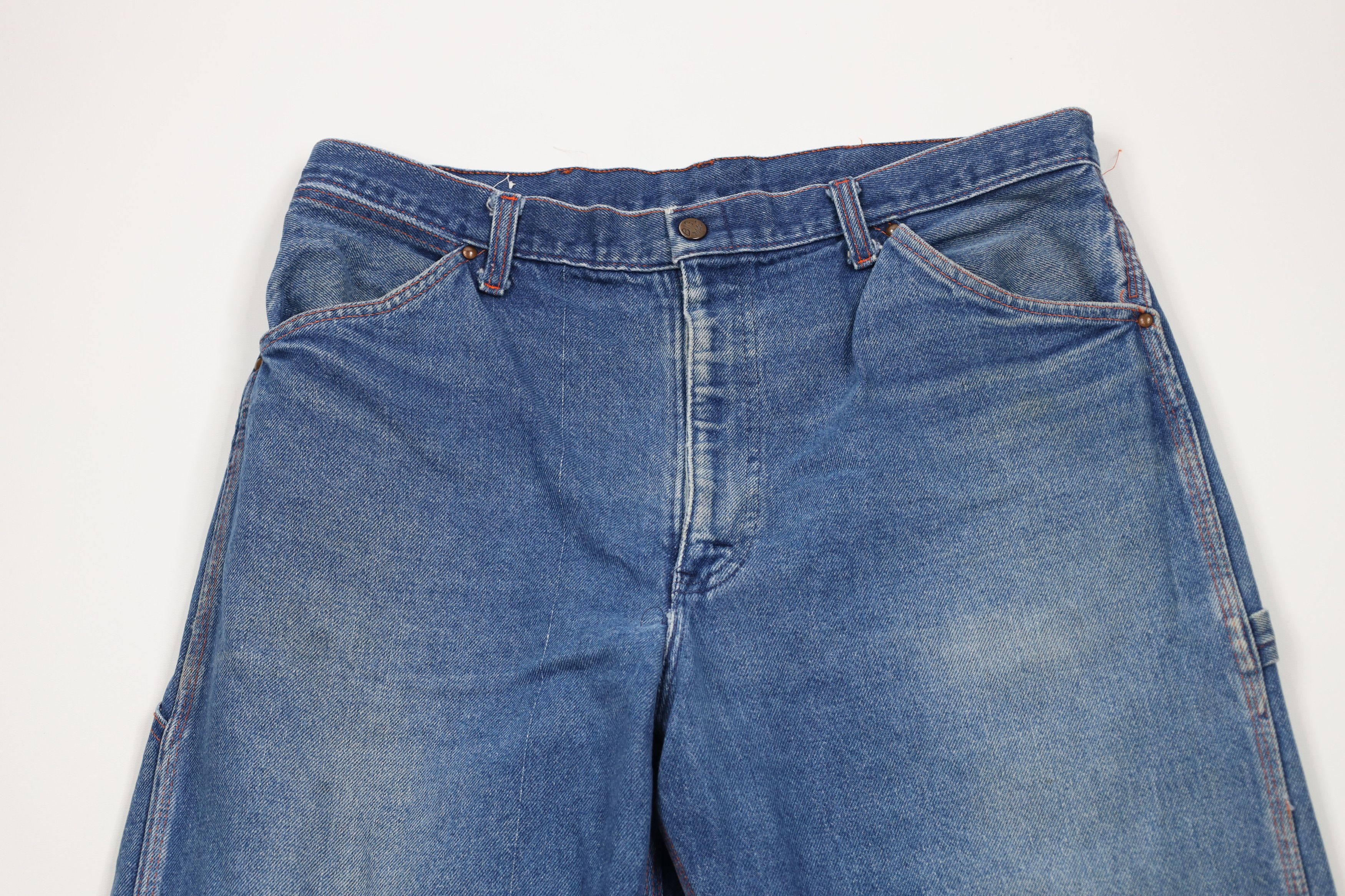 Big Mac × Vintage Vintage 70s Big Mac Wide Leg Dungaree Denim Jeans Blue USA Size US 34 / EU 50 - 2 Thumbnail