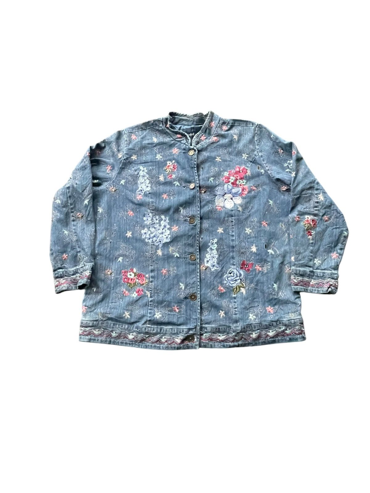 Denim & Co. Denim & Co Custom Emboiderey Denim Jacket Size XXL / US 16-18 / IT 52-54 - 1 Thumbnail