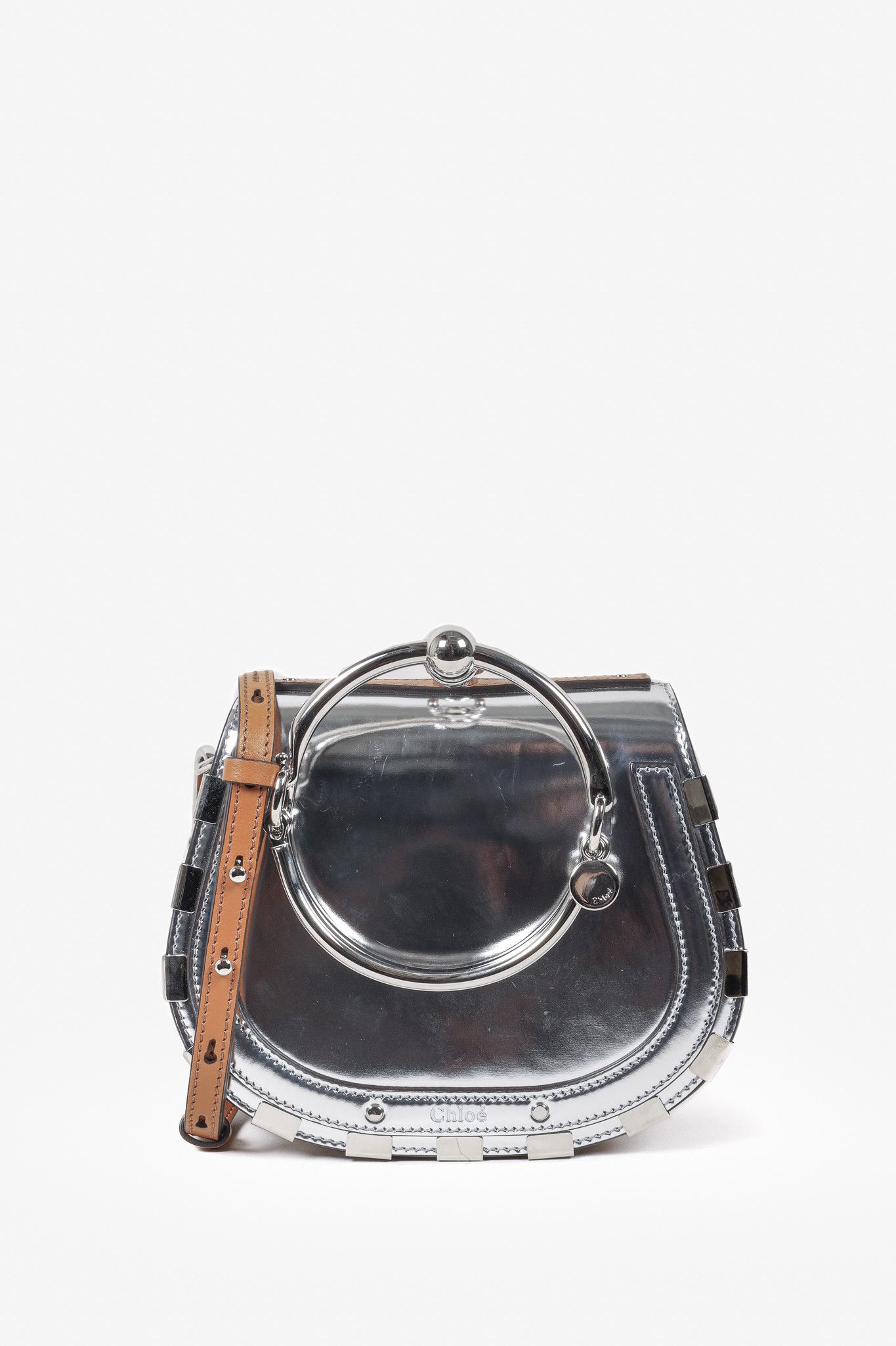 image of Chloe Chloé Small Silver Metallic Nile Bag, Women's