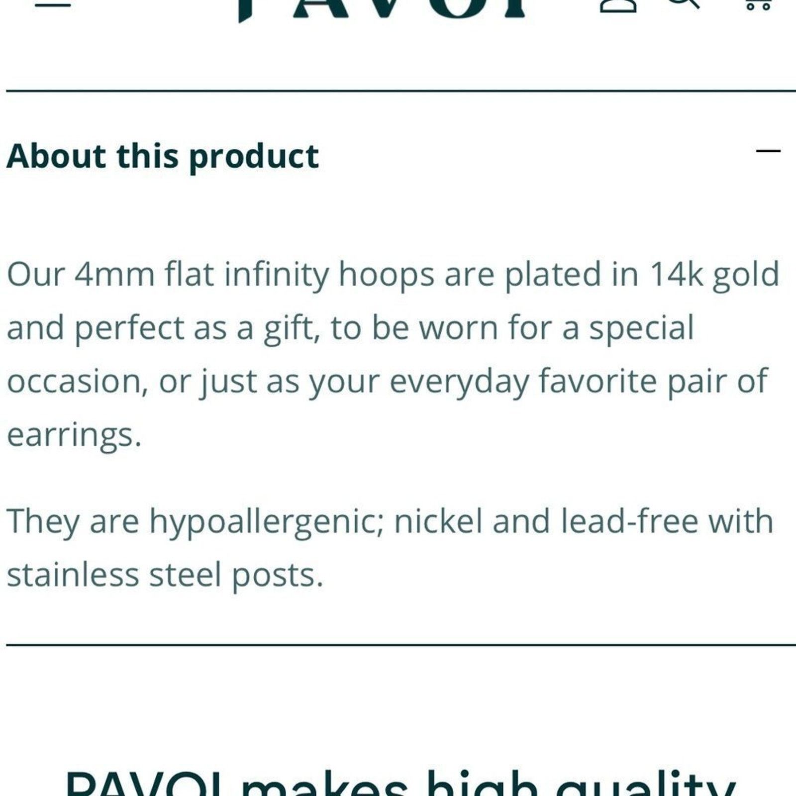 Vintage NWB PAVOI 14K Rose Gold Plated Infinity Hoop Earrings 4mm Size ONE SIZE - 7 Thumbnail