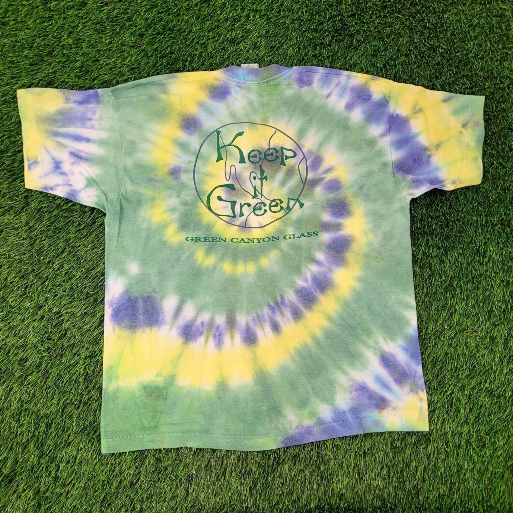 Fruit Of The Loom VINTAGE 90s Grand Canyon Glass Tie-Dye Shirt XL Cropped Crew Neck Graphic Tee Men Size US XL / EU 56 / 4 - 7 Thumbnail