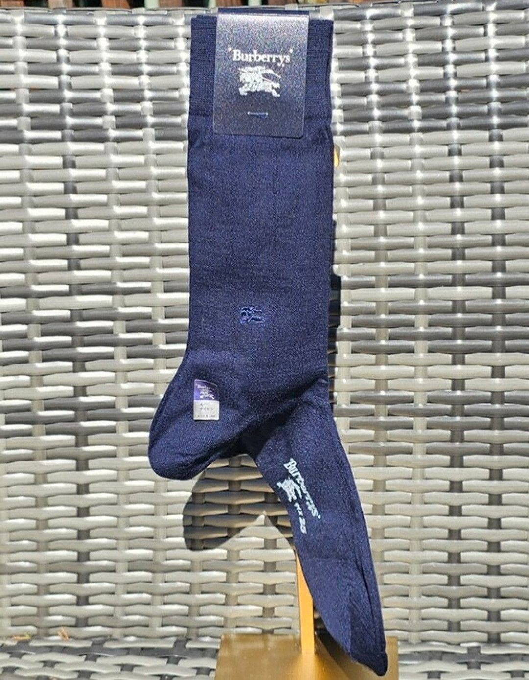 Burberry Vintage Burberrys Ribbed Dress Sock - DEADSTOCK - Navy Size ONE SIZE - 1 Thumbnail