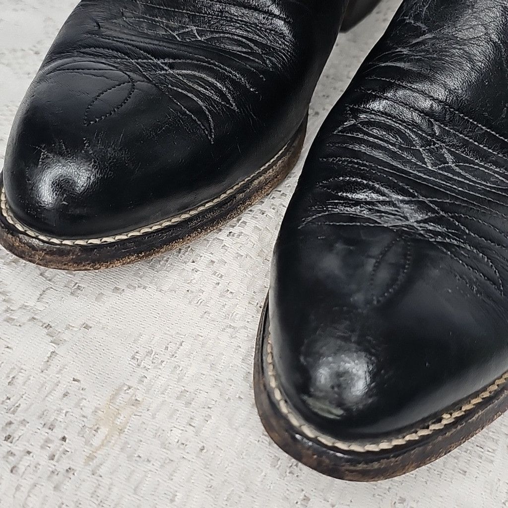 Nocona Nocona black bullhide leather cowboy rodeo western boots 9 Size US 9 / EU 42 - 5 Thumbnail