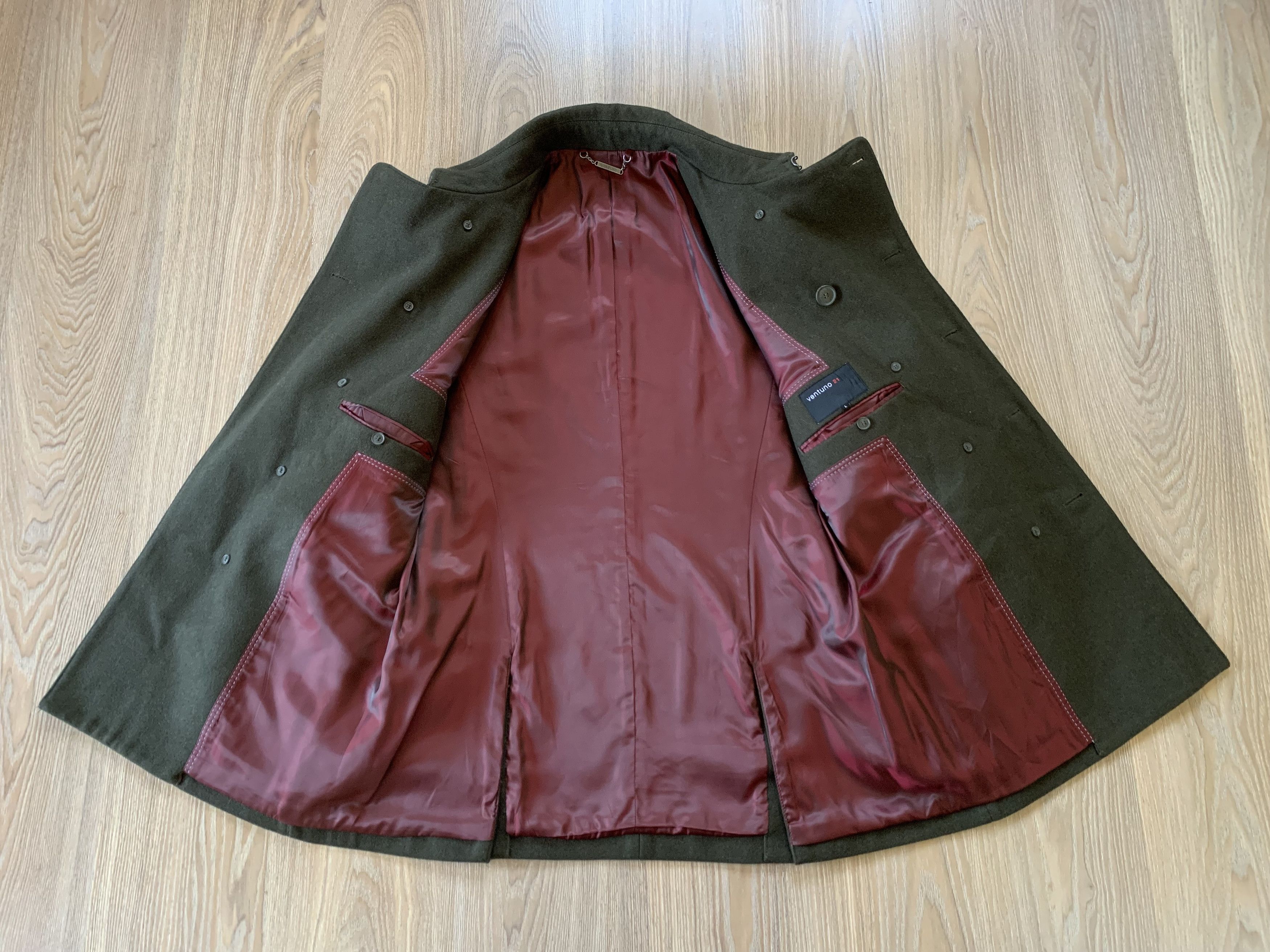 Designer × Vintage Ventuno 21 Mens Khaki Wool Coat Size US L / EU 52-54 / 3 - 4 Thumbnail