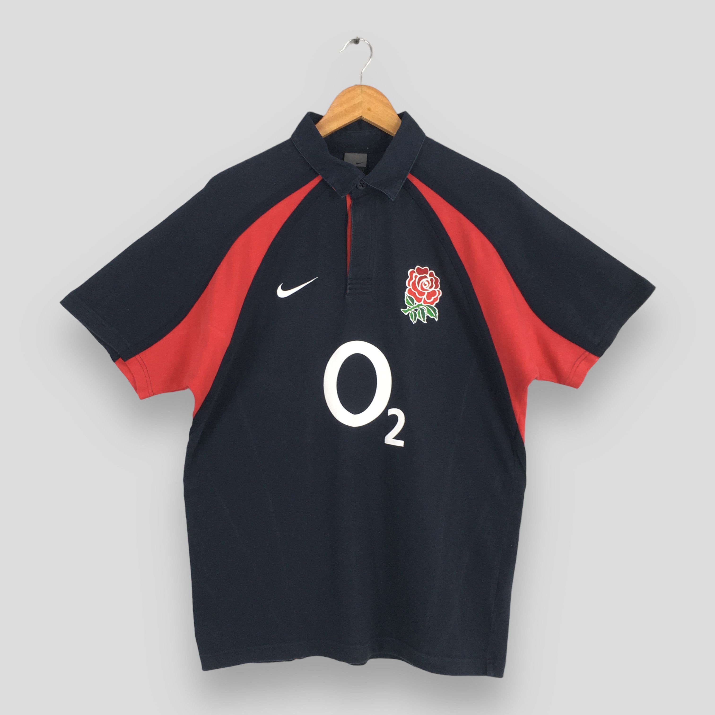 Nike × Vintage Y2K Nike O2 England Rugby Jersey Black Polo Rugby Shirt Size US M / EU 48-50 / 2 - 1 Thumbnail