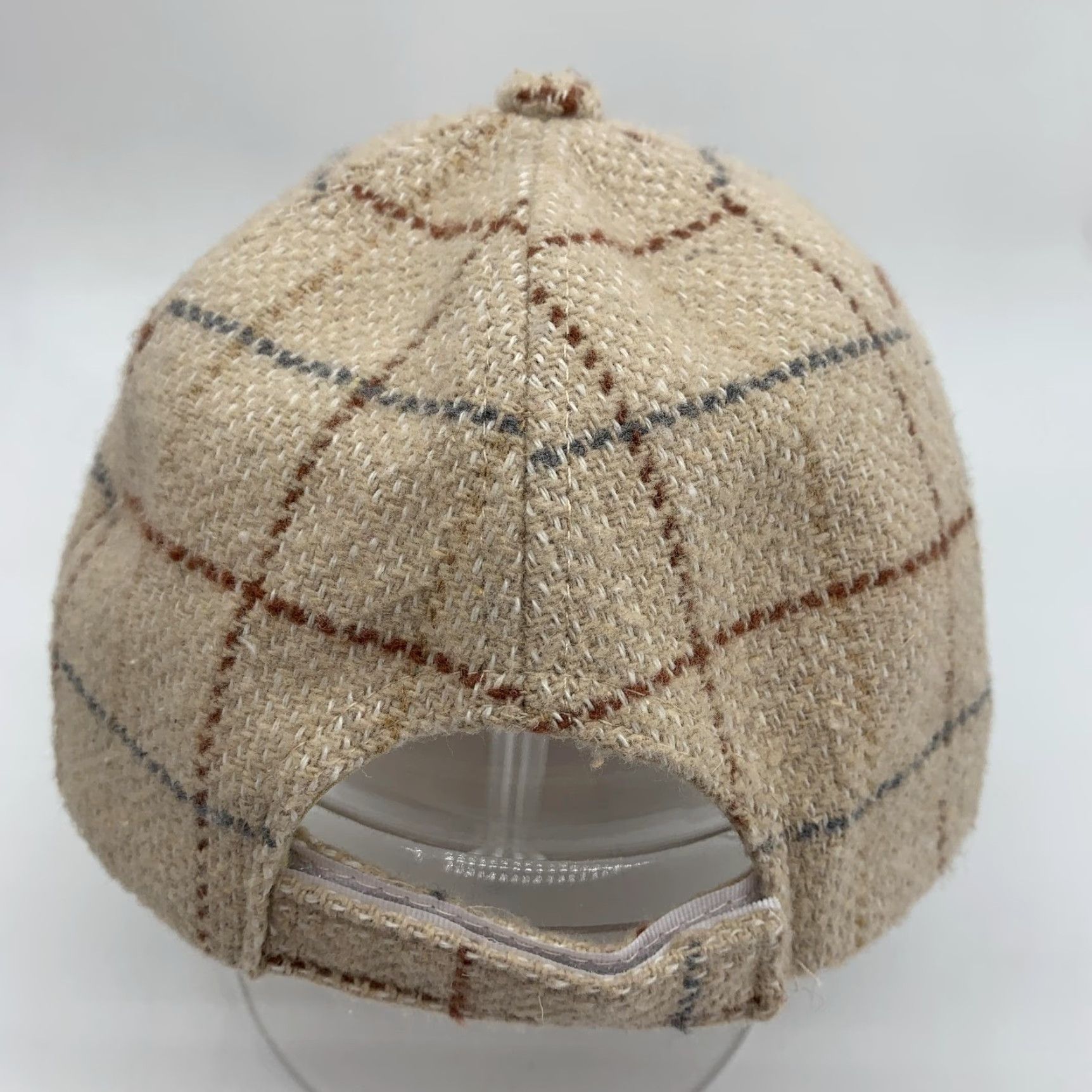 Anthropologie Anthropologie Hat Beige Tweed Plaid Adjustable Cap Strap Back Womens Baseball Cap Modern Casual Filigree Beadwork Size ONE SIZE - 3 Thumbnail