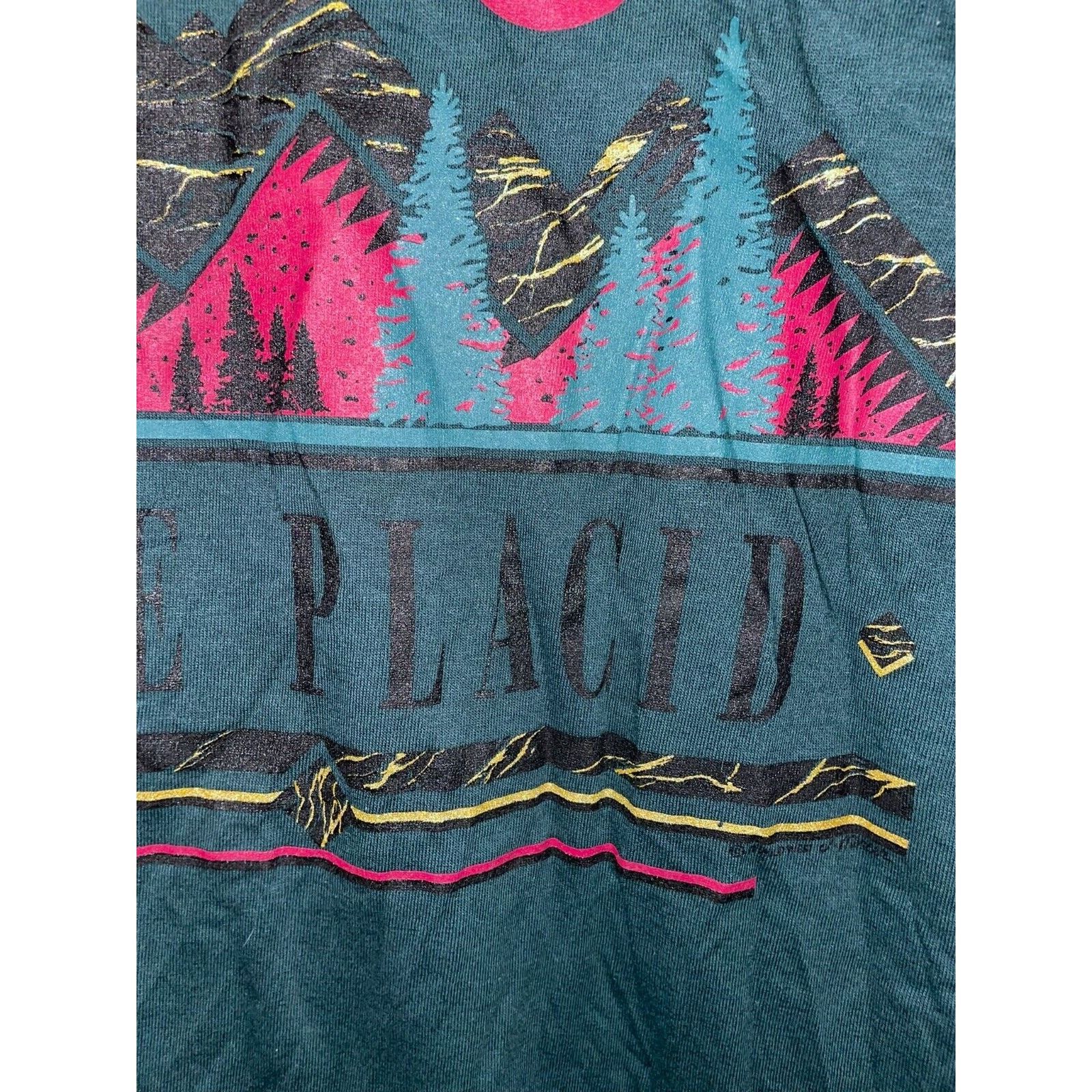 Vintage Vintage Lake Placid Shirt Mountain Tree Tee 1990s VTG 90s L Size US L / EU 52-54 / 3 - 5 Thumbnail