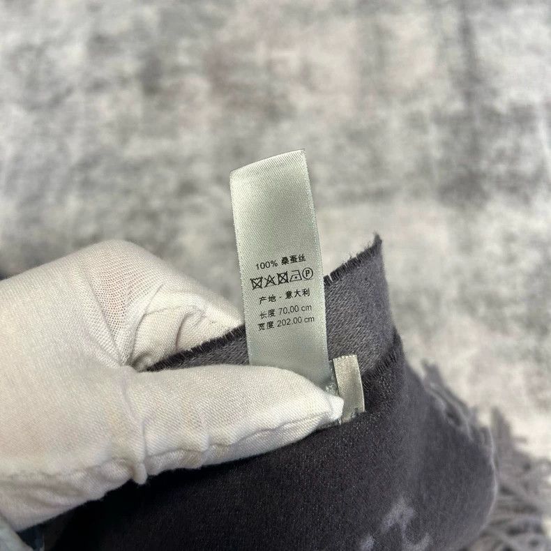 Dior Dior Gray logo jacquard full print mulberry silk tassel sc Size ONE SIZE - 6 Thumbnail
