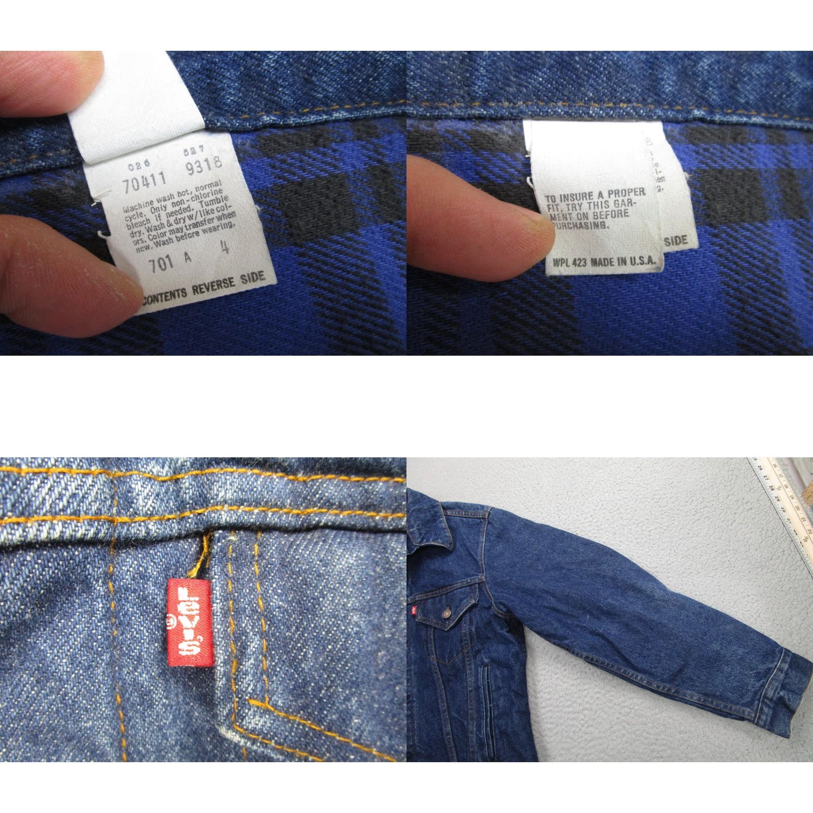 Levi's VINTAGE Levi's Denim Jacket Mens Medium Blue Flannel Lined Trucker 90s USA Size US M / EU 48-50 / 2 - 8 Thumbnail