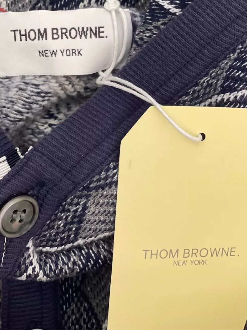 Thom Browne Thom Browne size1 Blue and gray diamond pattern button knit Size US S / EU 44-46 / 1 - 7 Thumbnail
