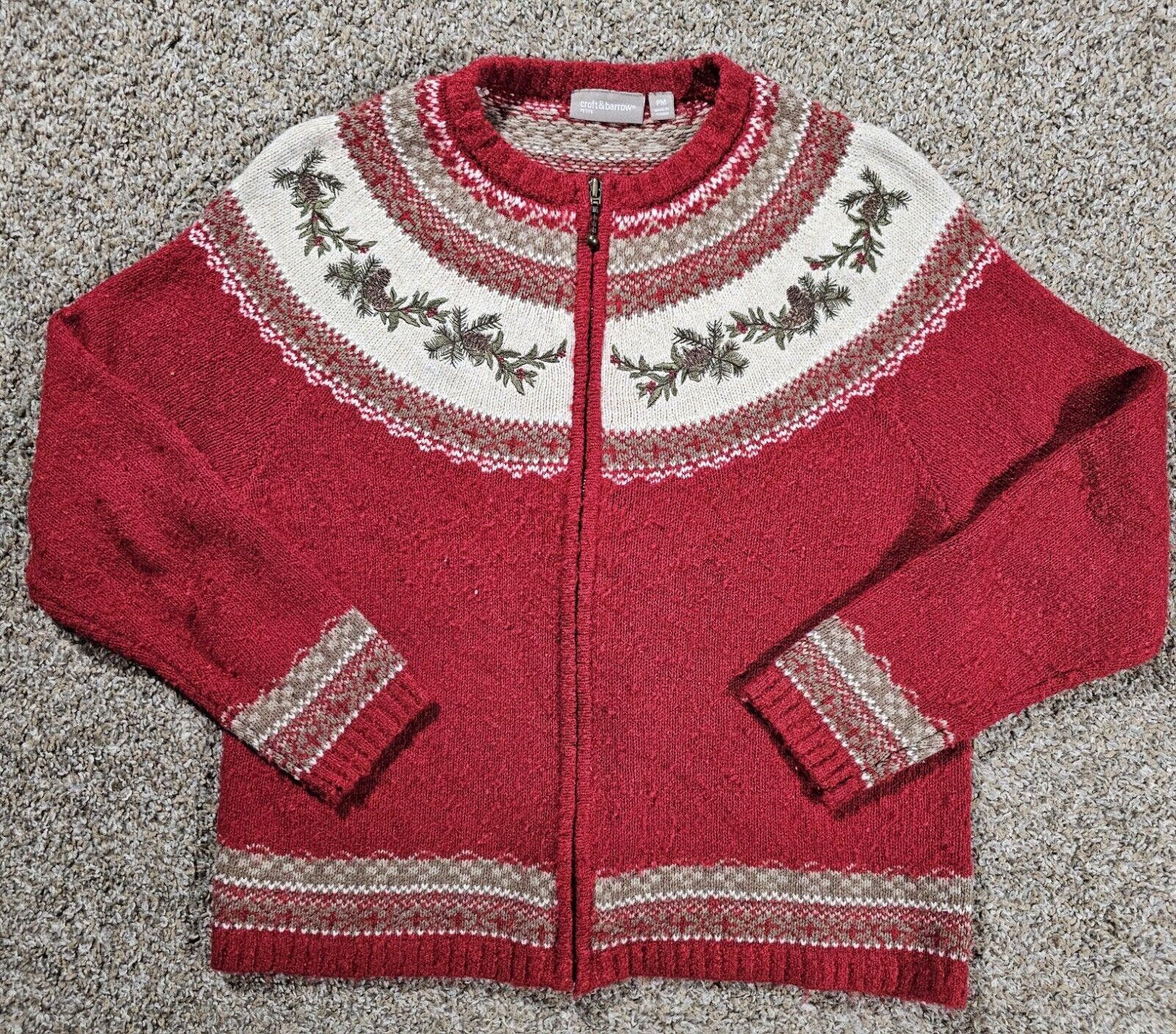Croft & Barrow Croft Barrow Petite PM Sweater Winter Fair Pine Isle FullZip Size M / US 6-8 / IT 42-44 - 1 Thumbnail