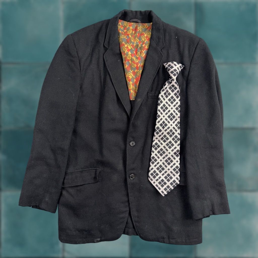 Vintage VTG Mens 1950s 1960s Suit Jacket Coat Blazer Rockabilly Wool Union Black 36R Size 36R - 1 Thumbnail