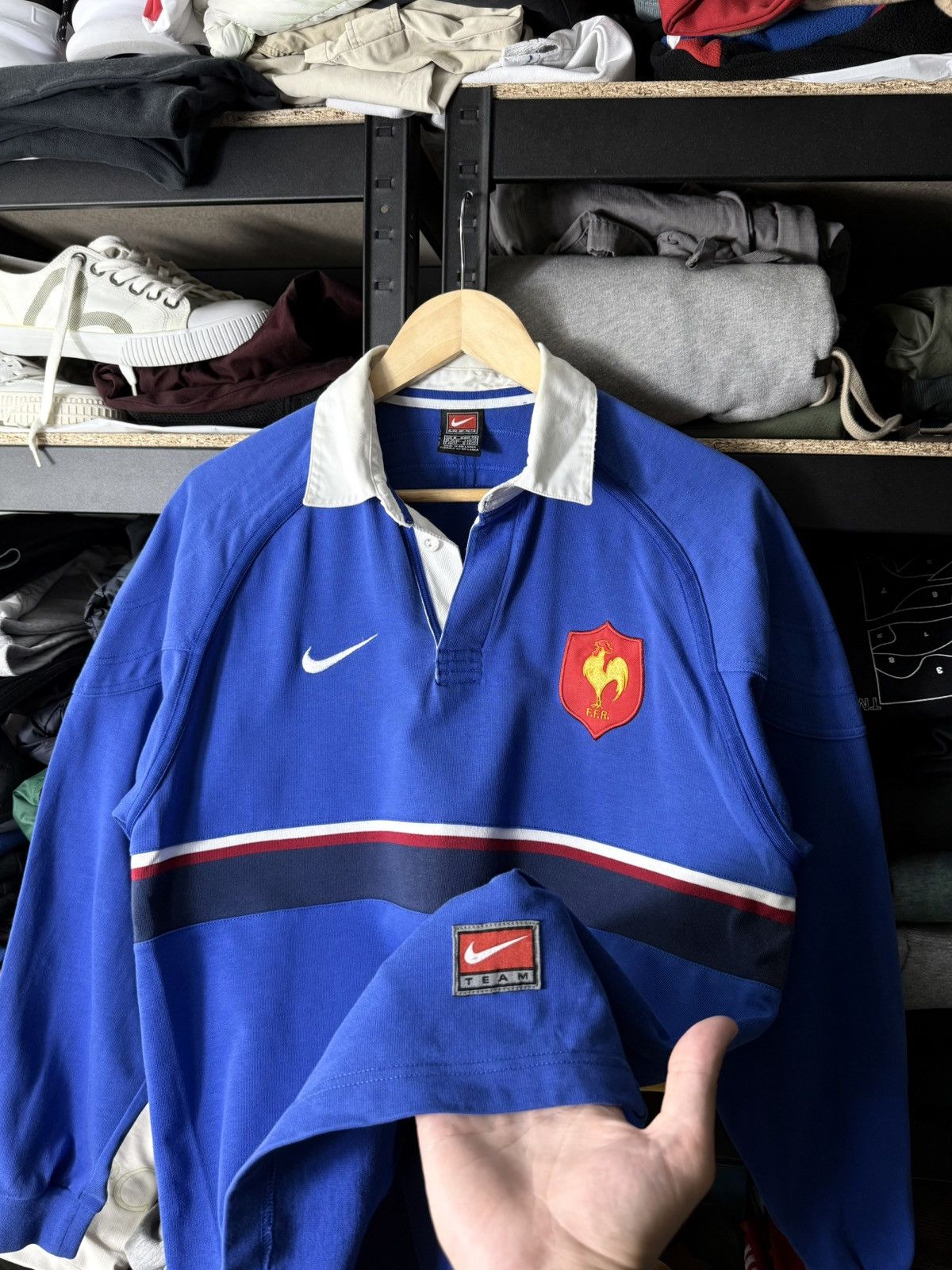 Nike Vintage 90s Nike France Rugby Union Rugby Jersey Long Sleeve Size US M / EU 48-50 / 2 - 1 Thumbnail