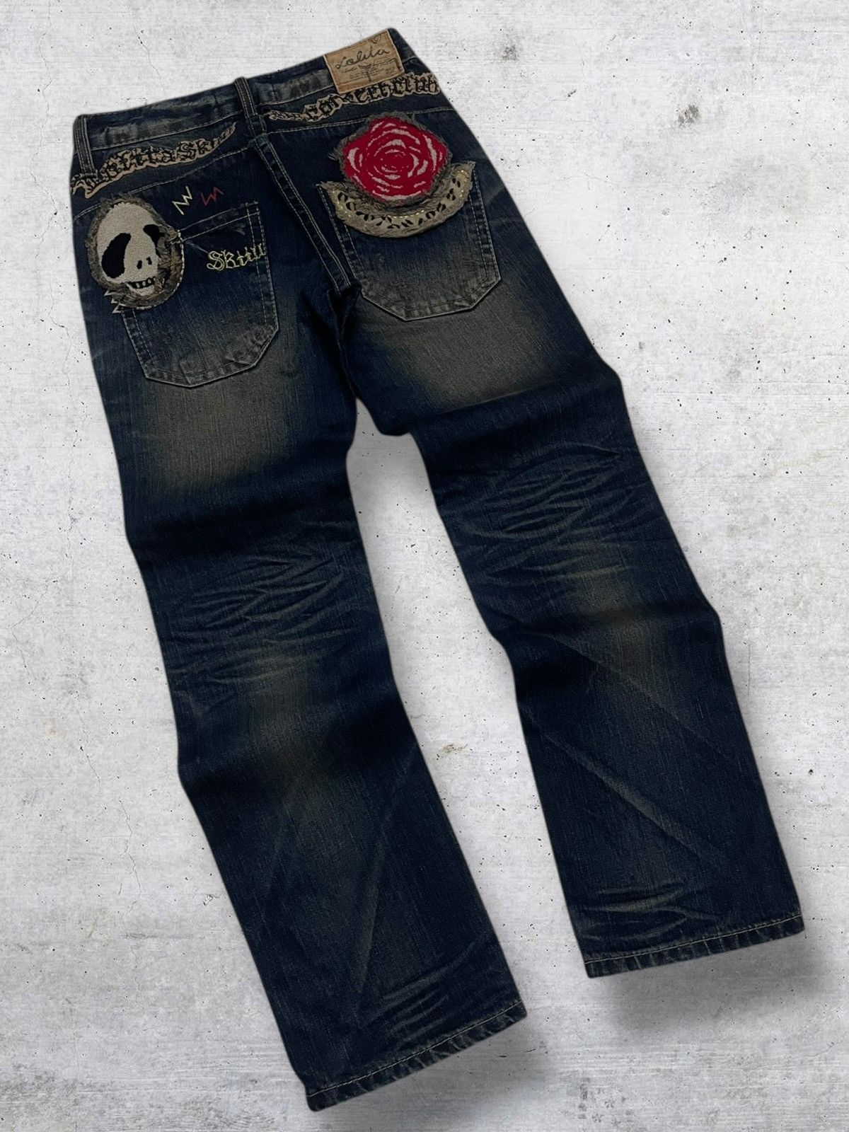 Tornado Mart 1990S LOLITA JAPAN DESIGNER SKULL ART MUDWASH ICONIC DENIM Size US 28 / EU 44 - 9 Thumbnail