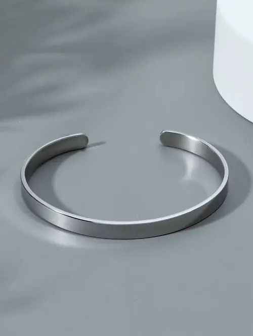 Vintage Stainless Steel Men Simple Cuff Bracelet Size ONE SIZE - 4 Thumbnail